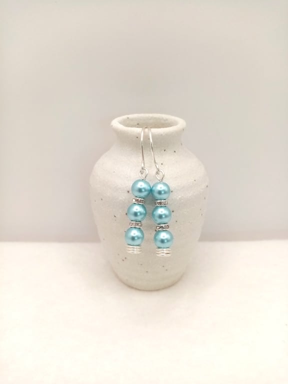 Glass Pearl Bead Drop Earrings, Choice of Colours, Customise, Colourful Earrings