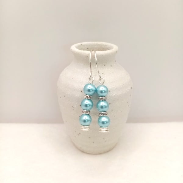 Glass Pearl Bead Drop Earrings, Choice of Colours, Customise, Colourful Earrings