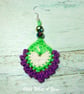 Crochet, embroidered and beaded peacock feather earrings.  - Image 5