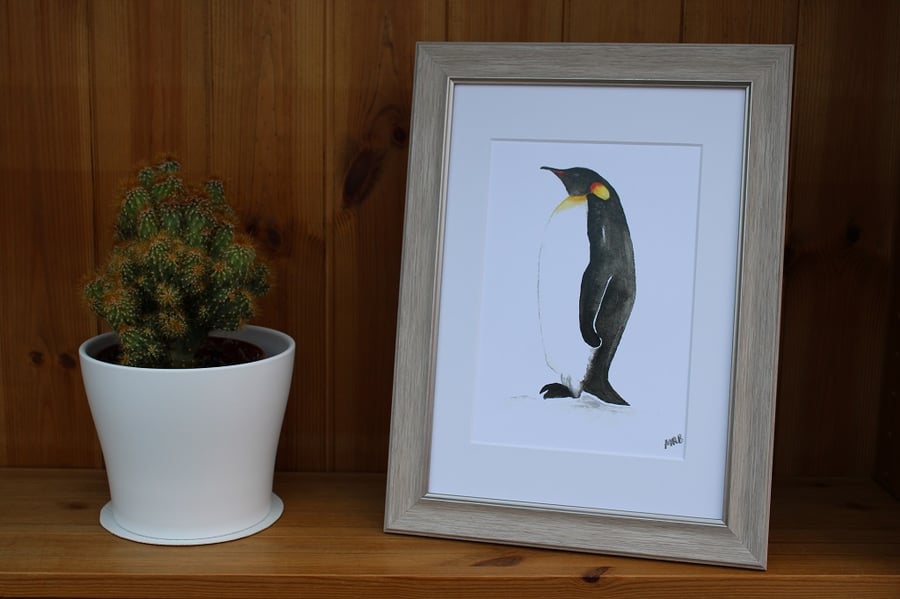 Framed Mounted, Penguin print from an Original Watercolour, sold by the Artist
