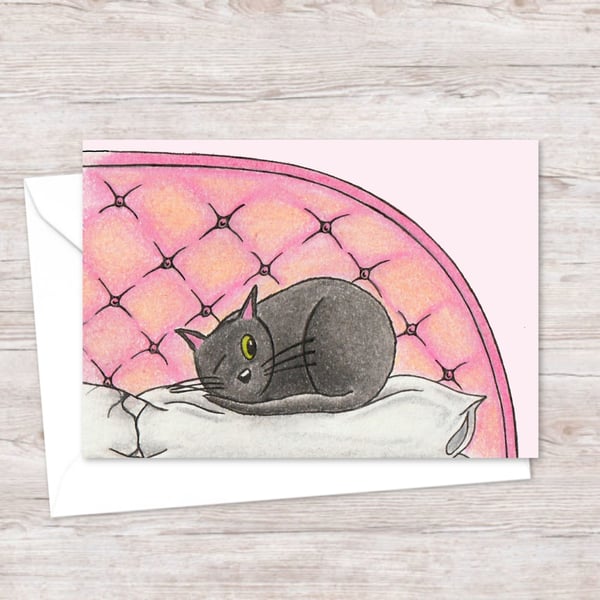 Sleepy Kitten Greeting Card: Cat Lover Birthday Card (110)