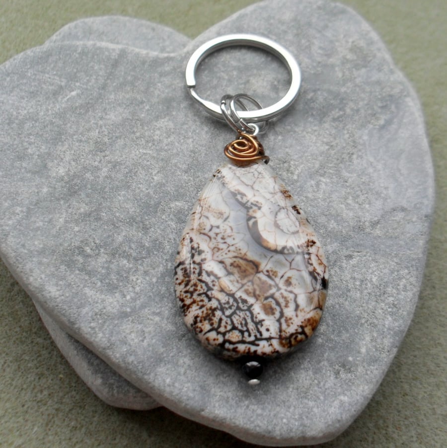 Cappuccino Coloured  Agate Keyring