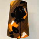 Retro Gothic Black Rose Lampshade in 50s 60s Brown and Orange Vintage Fabric