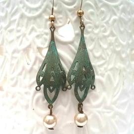 Verdigris Pearl Earrings...