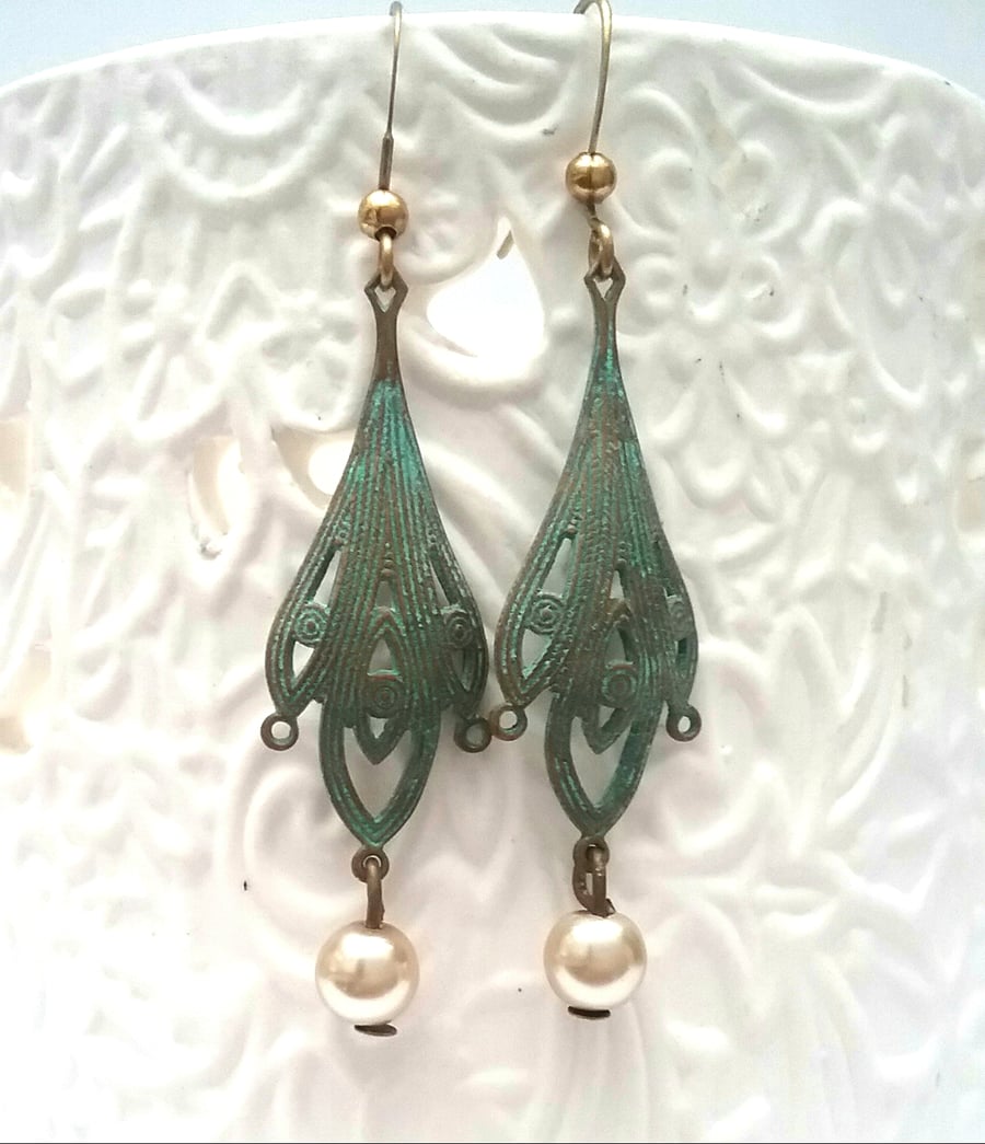 Verdigris Pearl Earrings...