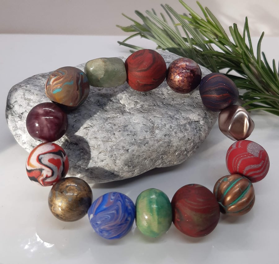 Colourful mix polymer clay bracelet