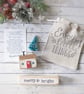 Little Wooden Handmade House in a Bag with Christmas Tree 'Merry & Bright' 