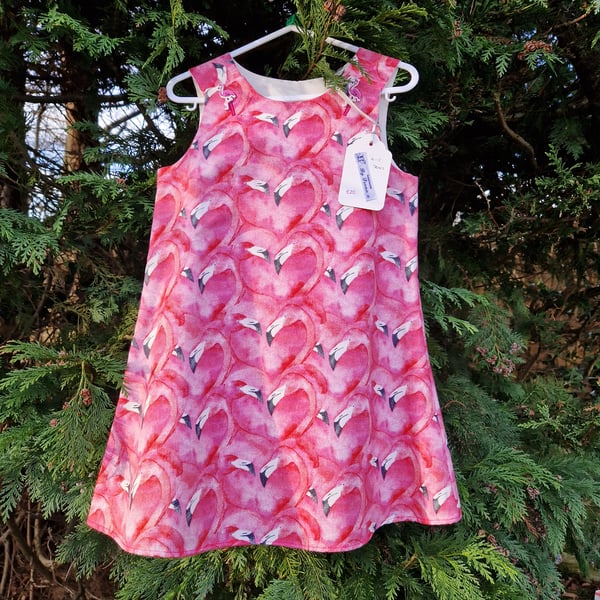 Age: 4-5yr Pink Large Flamingo dress. 