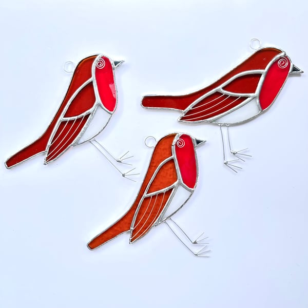 Stained Glass Robin Suncatcher - Handmade Window Decoration 