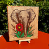  Elephant Wooden Plaque with Colour Splash – Bespoke Handmade Wall Art – Unique 