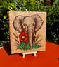 Bespoke wooden plaque. Elephant with a splash of colour 