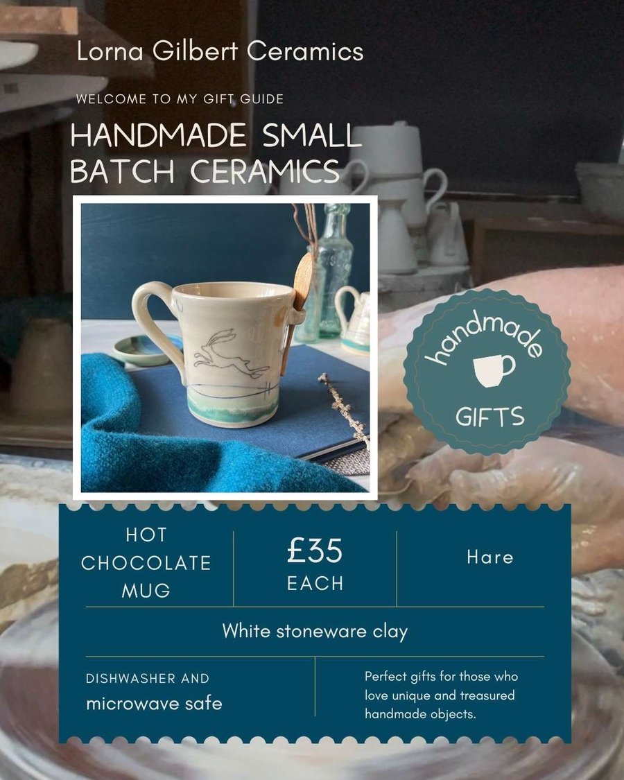 Ceramic handmade hot chocolate mug - Hare design