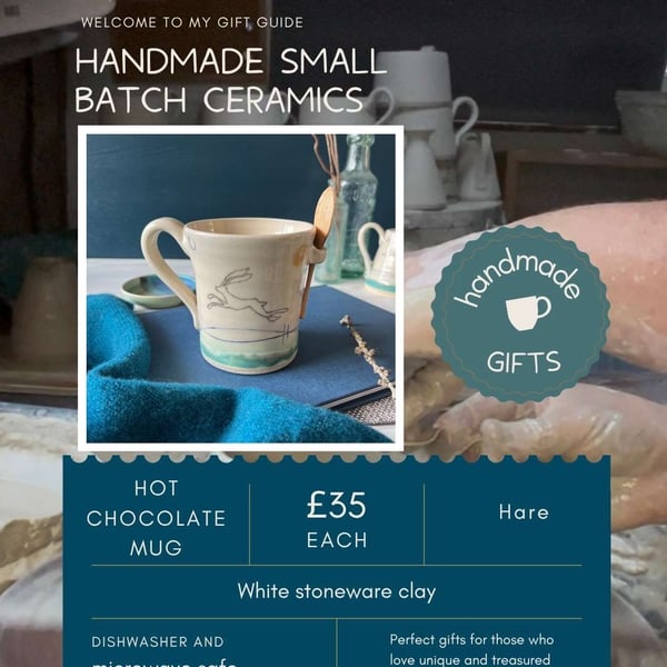 Ceramic handmade hot chocolate mug - Hare design