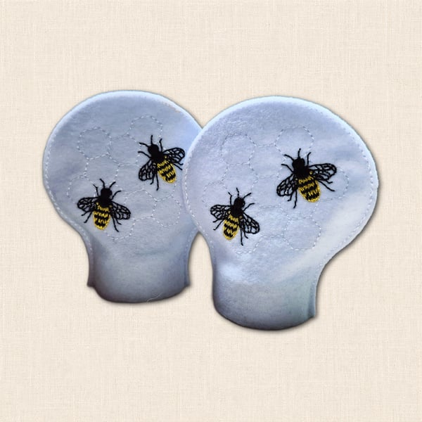Honey Bee Tealight Covers - Embroidered Felt Botanical Decor