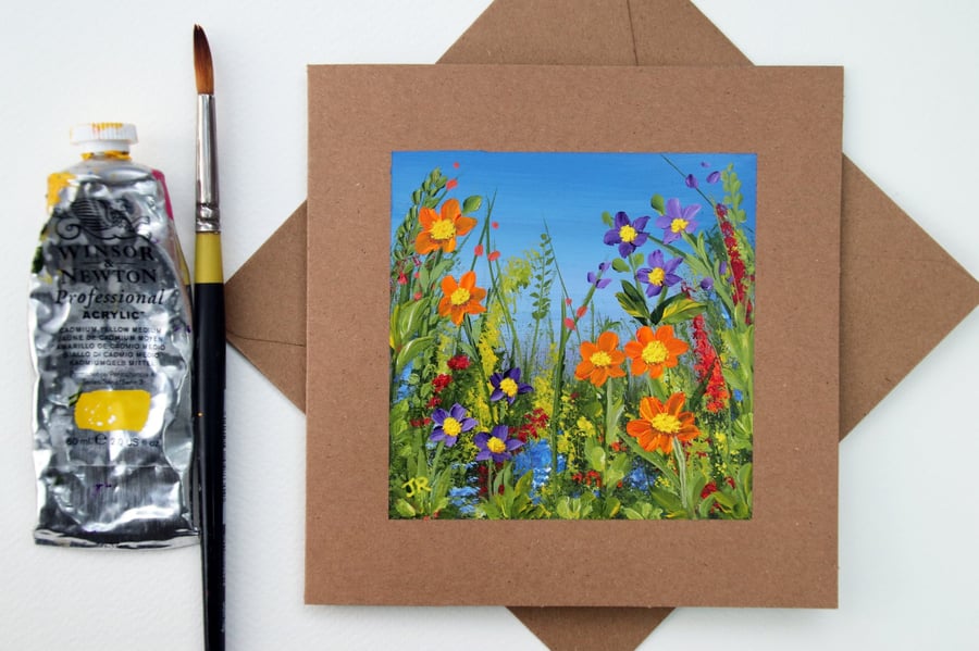 Original Painting - Greetings Card "Countryside Flowers" (Ref No 91)