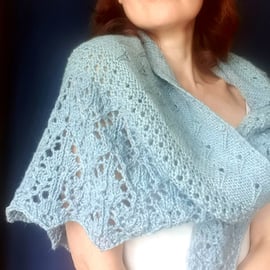 Hand knitted shawl, Alpaca knit shawl, Women wool scarf, Custom made shawl