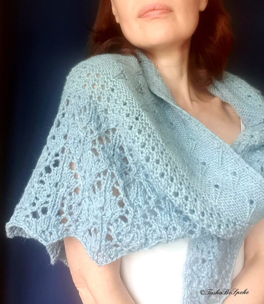 Hand knitted shawl Alpaca knit shawl Women wool scarf Custom made shawl
