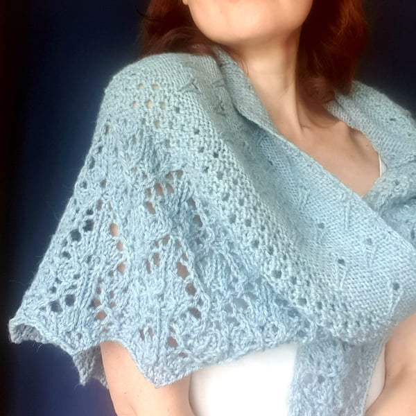 Hand knitted shawl, Alpaca knit shawl, Women wool scarf, Custom made shawl