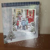 Christmas Card, Snowman And Children (X82) REDUCED TO CLEAR