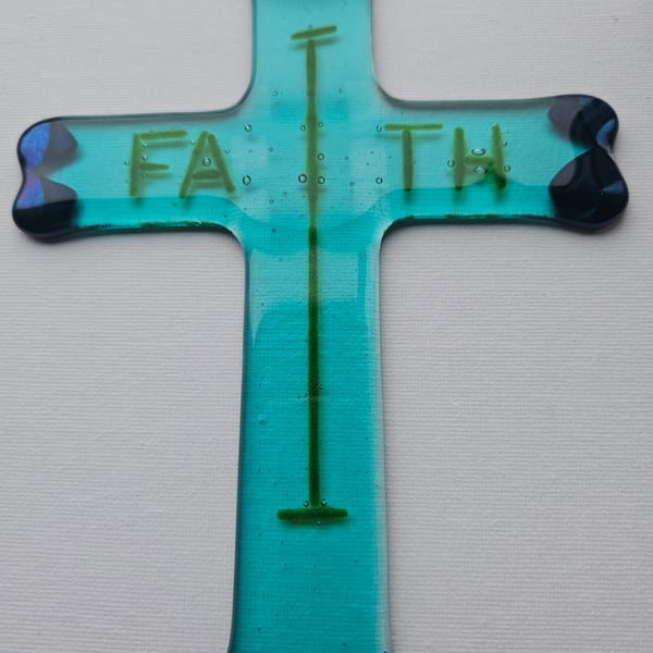 Fused Glass - Large cross - Faith