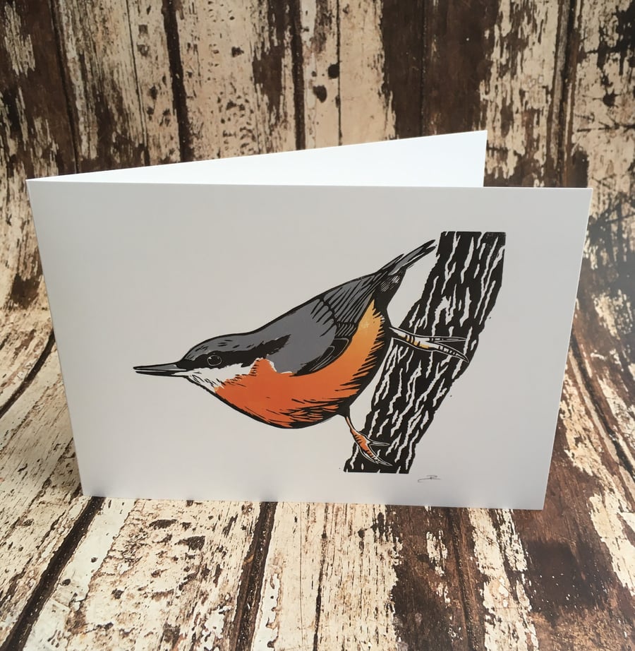 Nuthatch greetings card - blank