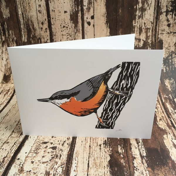 Nuthatch greetings card - blank