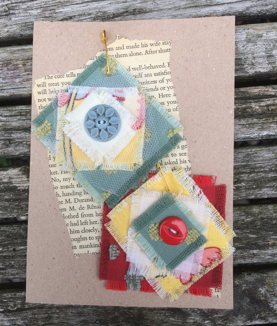 Junk Journal Fabric Snippets, Set of 2.