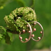 Silver and Copper Open Hoop Fern Stud  Earrings