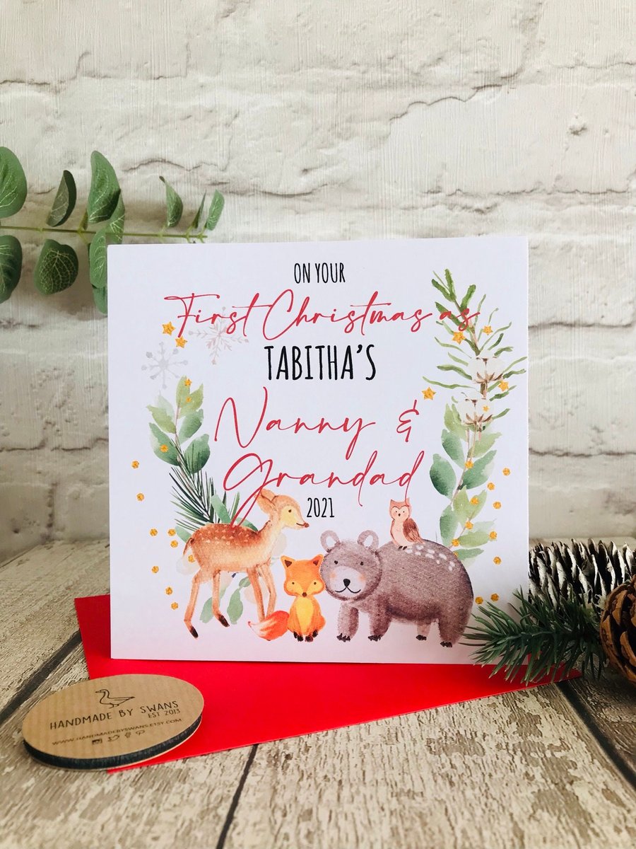 First christmas as Grandparents, first Christmas card for nanny, first christmas