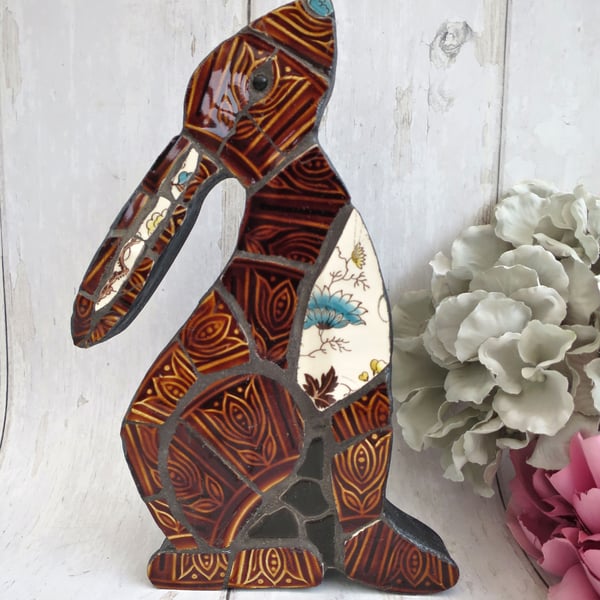 Retro Mosaic Hare - Mid Century Art Decoration