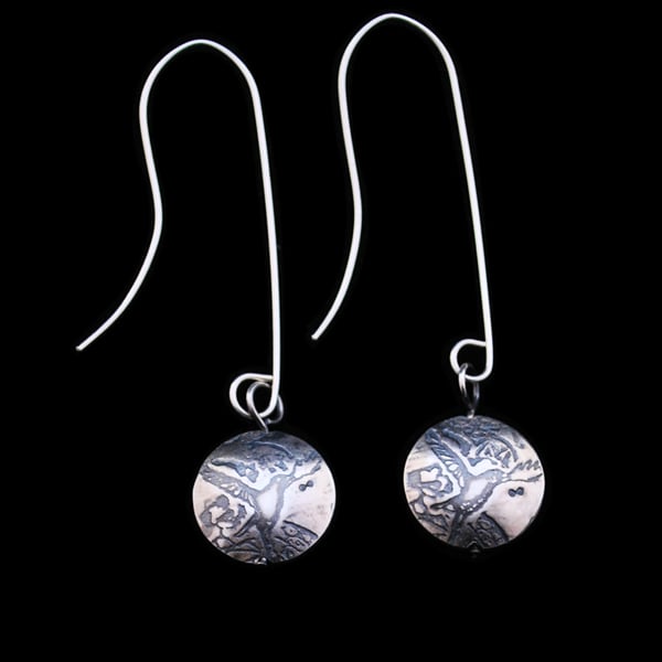 sterling silver crow earrings