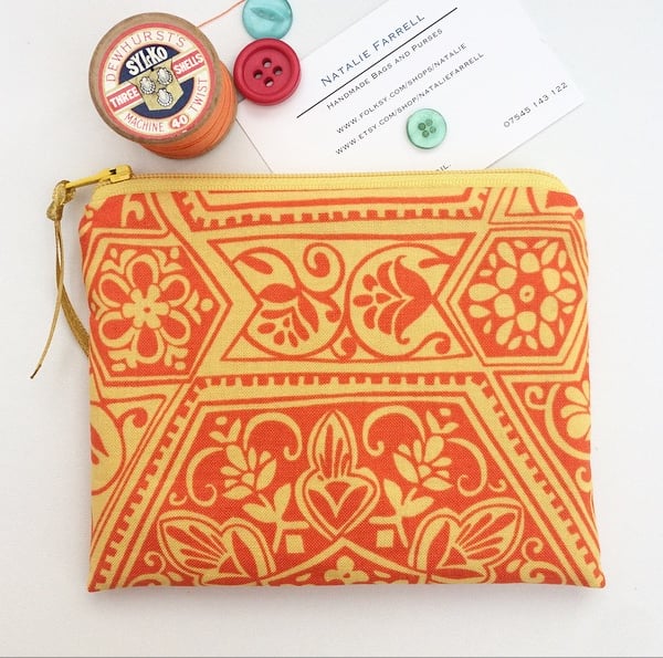 Orange Print Coin Purse