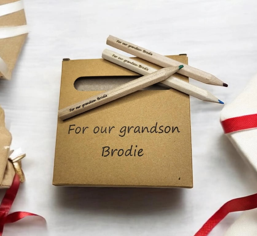 Personalised 4-pack Mini Colouring Pencil Party Wedding Birthday Christening