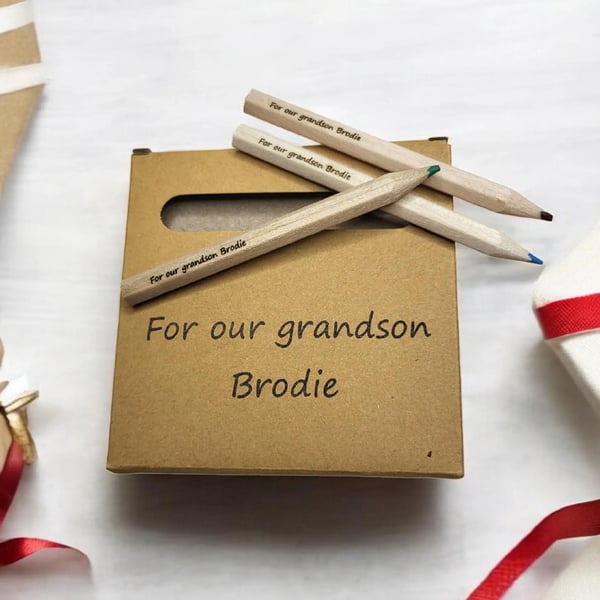 Personalised 4-pack Mini Colouring Pencil Party Wedding Birthday Christening