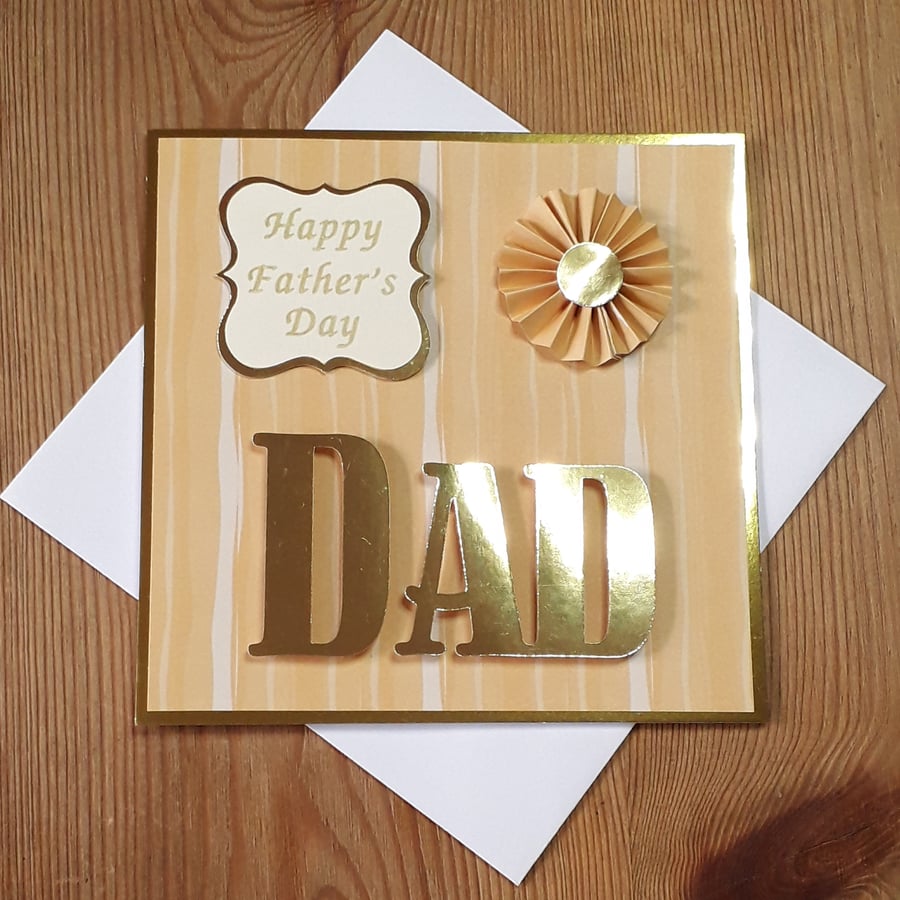 Square Gold Rosette Father's Day Card