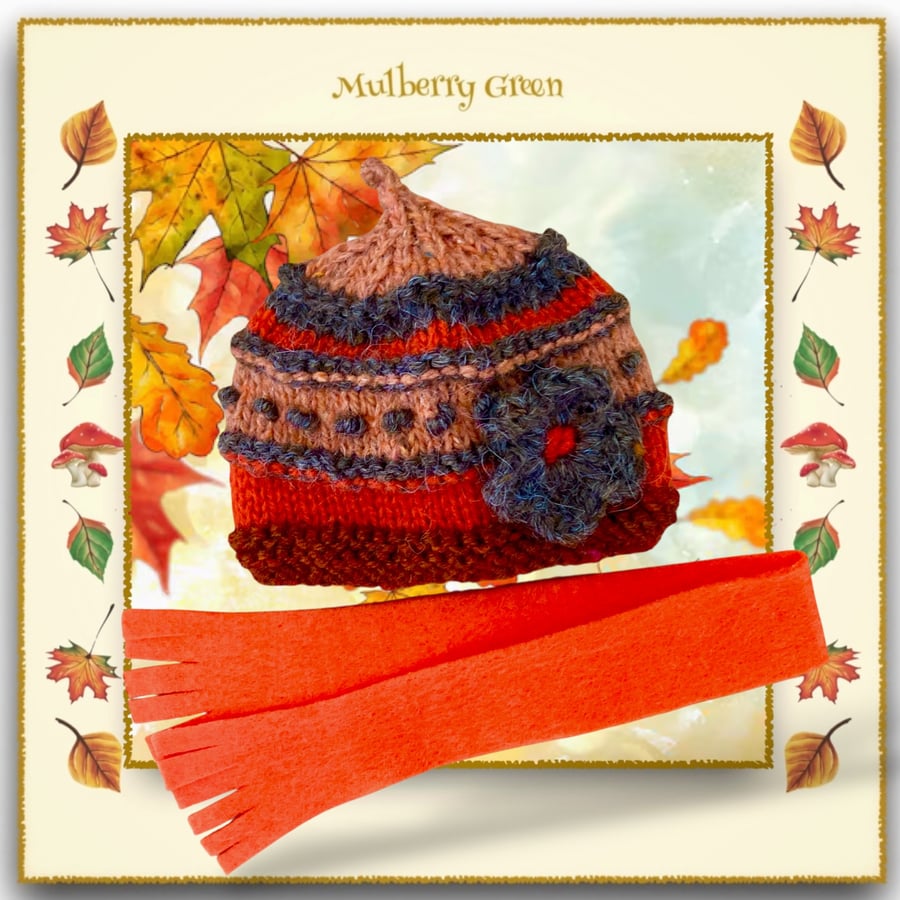 Autumn Stripes Hat and Scarf Set