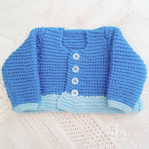 Shades of Blue Cardigan for a Baby Girl, Baby Shower Gift, New Baby Gift