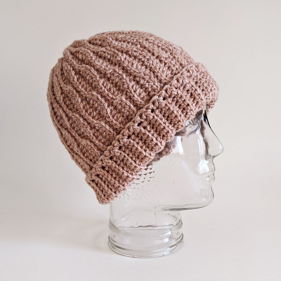 Beanie Slouchy Hat in Coral Pink