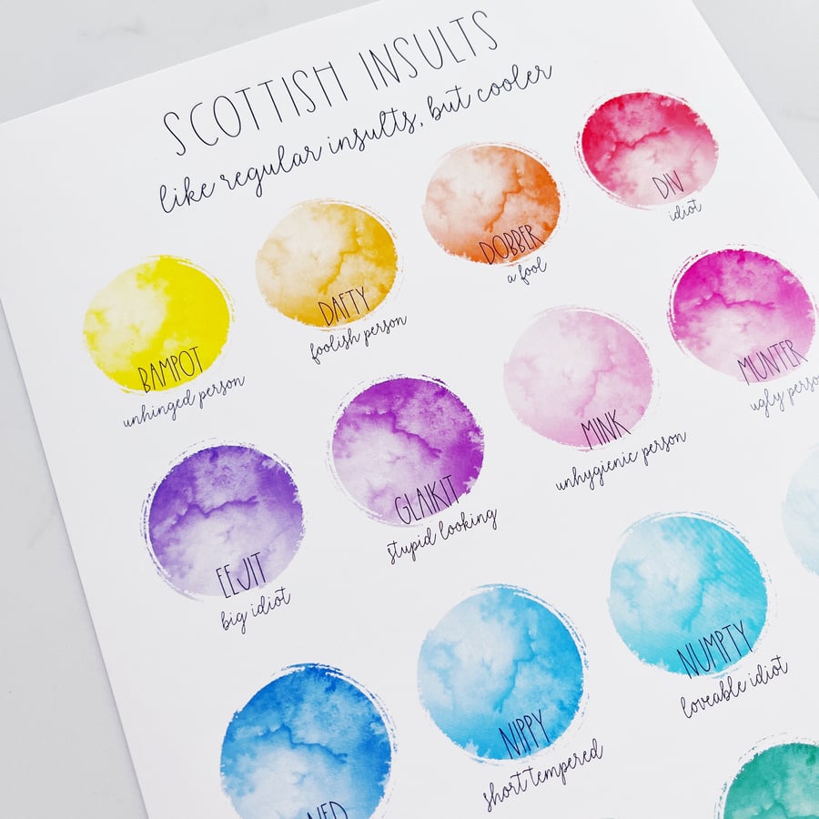Scottish Insults Colourful Print
