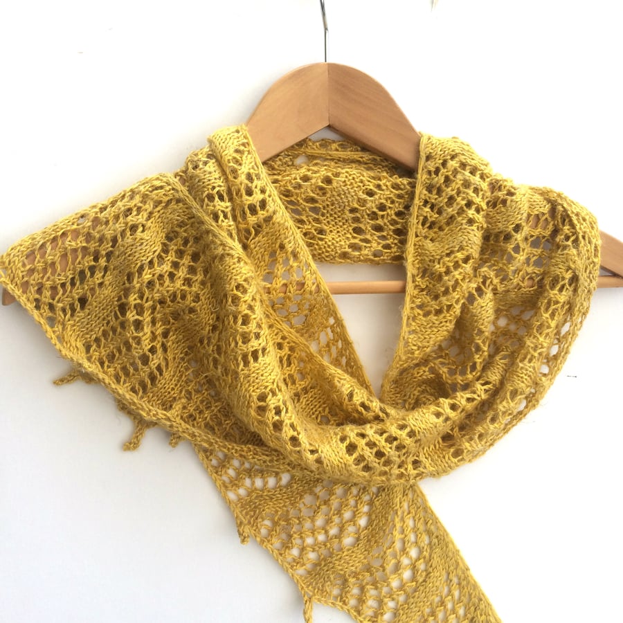 Yellow Ocre lace shawl