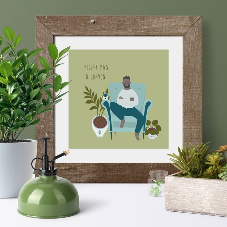 Coolest Bloke Personalised Print: customise skin, hair, wording & more