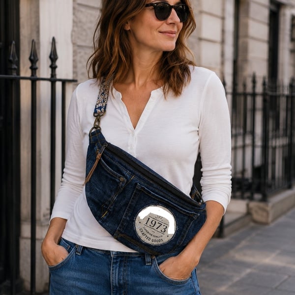 Denim crossbody sling bag upcycled denim jeans crossbody bag
