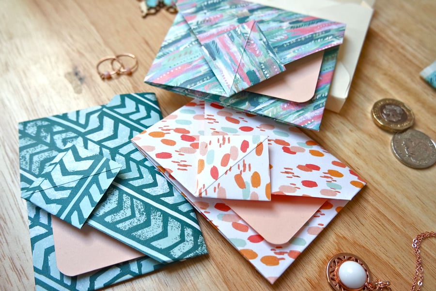 Origami Envelope Set - Watercolour Style Pastel Tones
