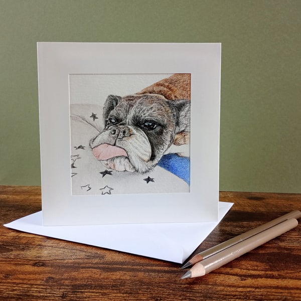 Custom Mini Pet Portrait Greeting Card With Envelope