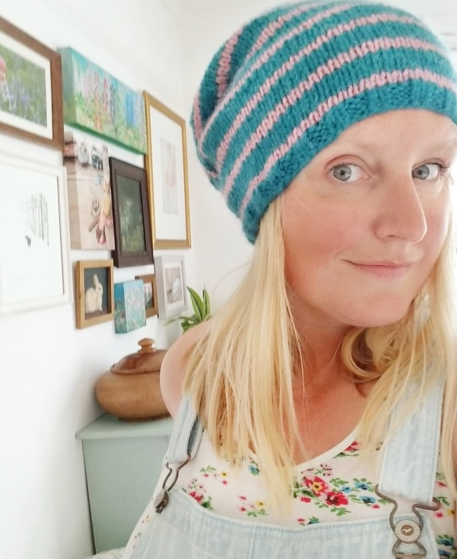 Womens Hand Knitted Slouchy Wool Beanie Hat