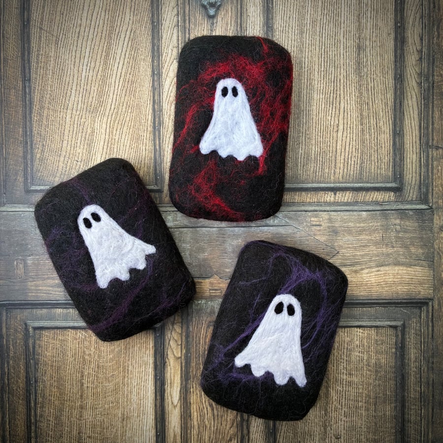 Image of Handmade Ghost Felted Soap, gothic spooky Halloween gift for friend