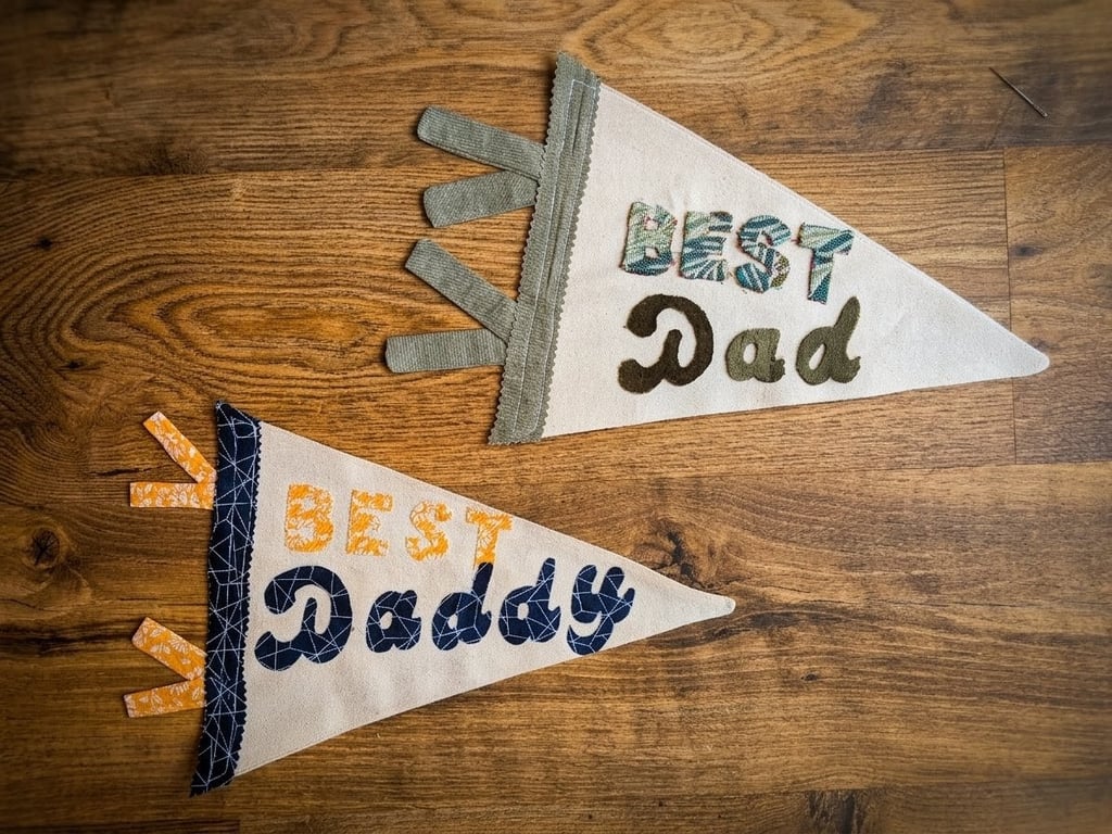 Handmade "Best Dad" Fabric Pennant - Father's Day Keepsake