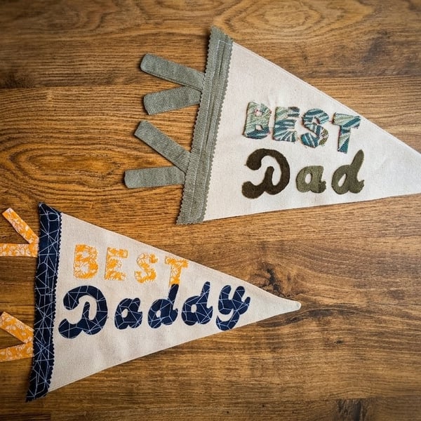 Handmade "Best Dad" Fabric Pennant - Father's Day Keepsake