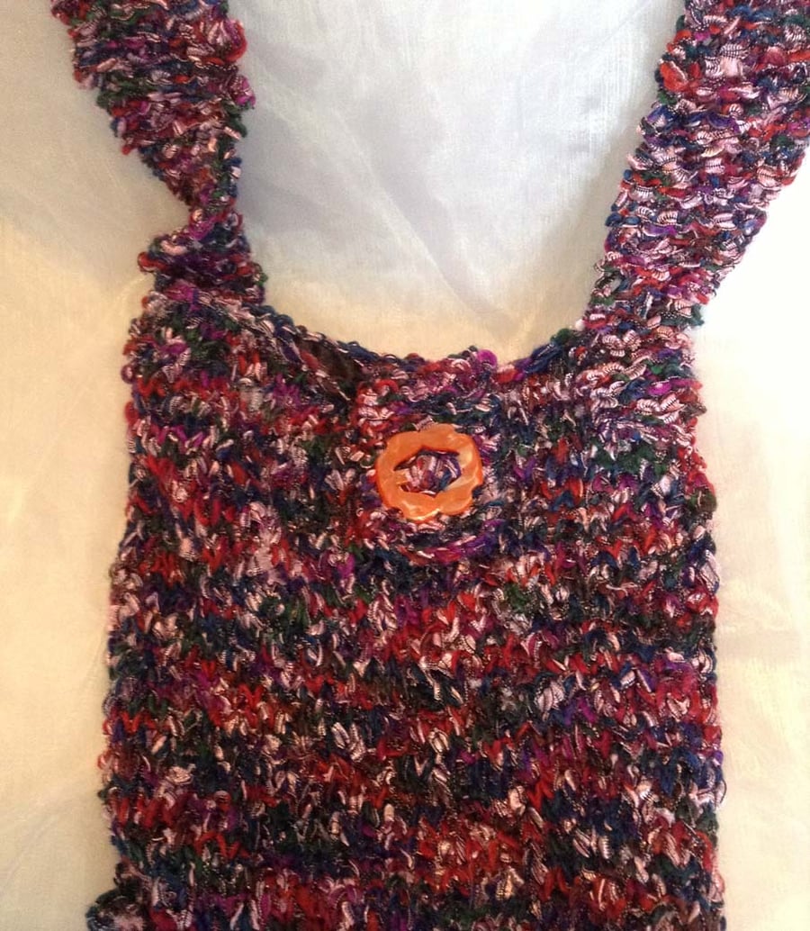 Multi-coloured knitted shoulder bag 