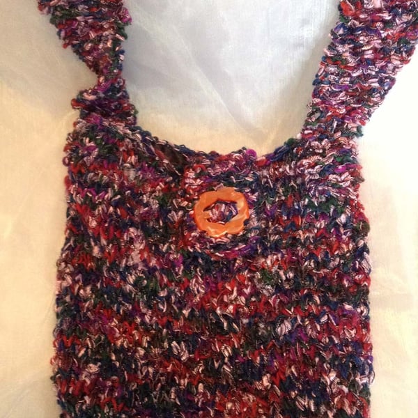 Multi-coloured knitted shoulder bag 